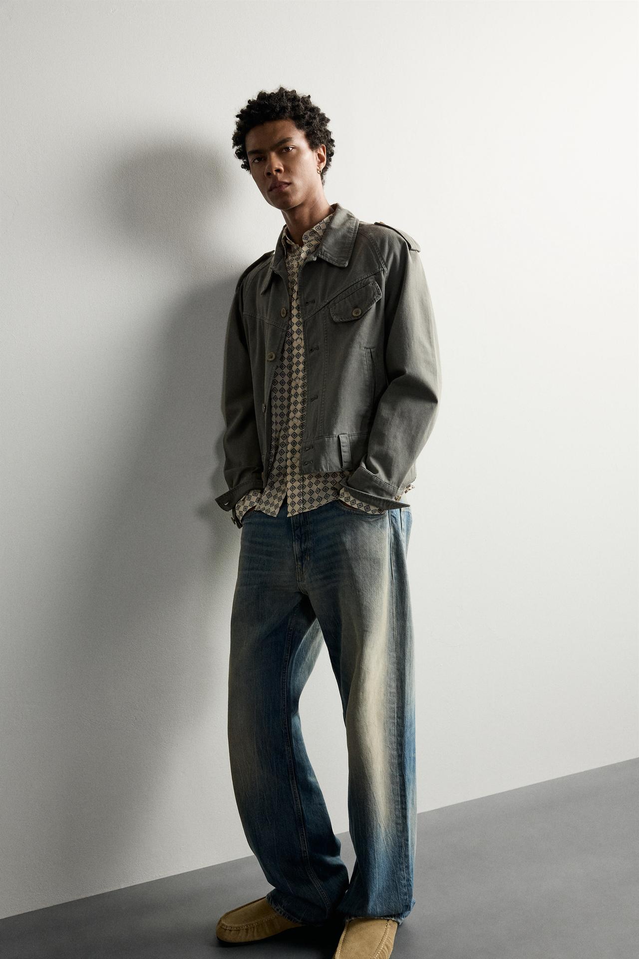 CROPPED EPAULET JACKET — Sea green
