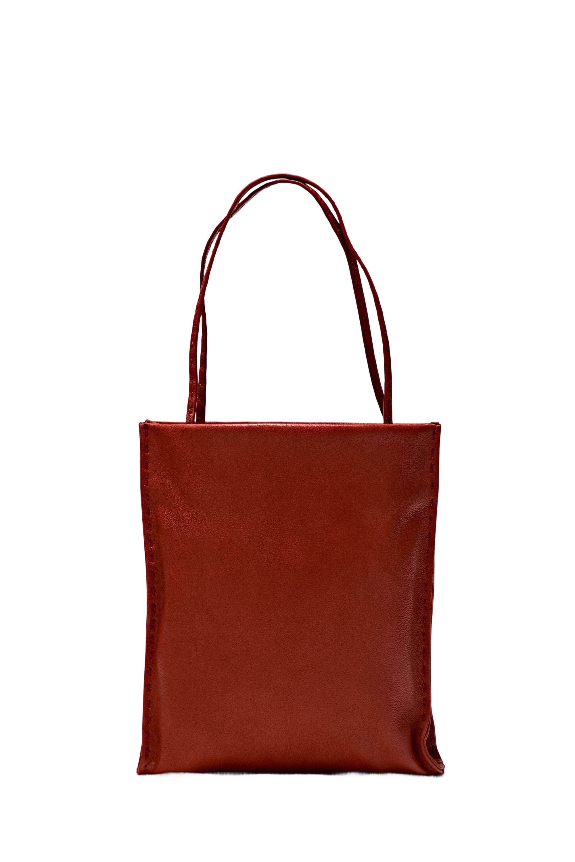 Nappa leather double compartment bag — Red / Coral
