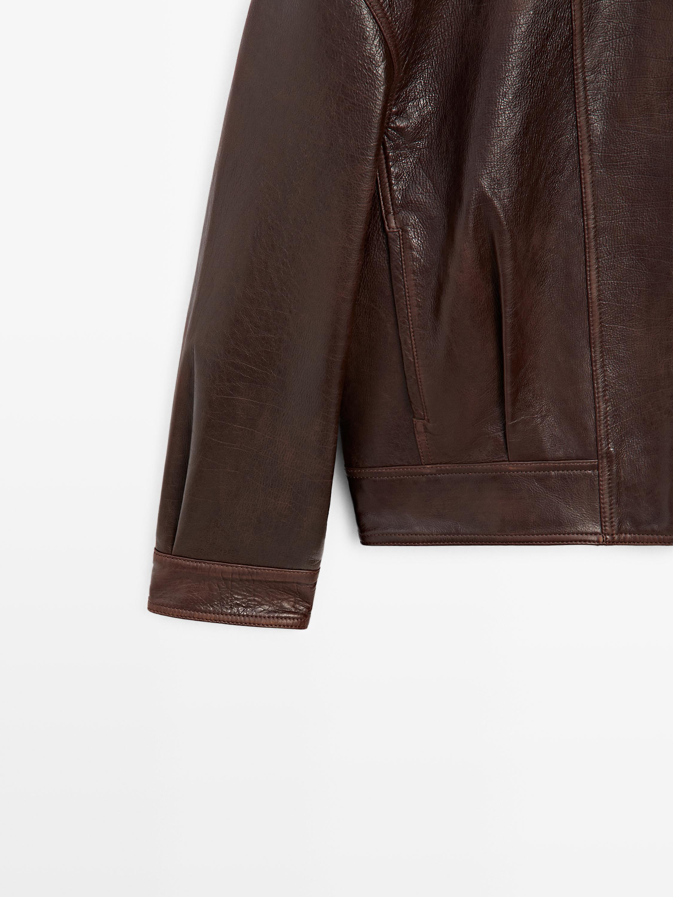 Pleated-detail Nappa leather jacket
