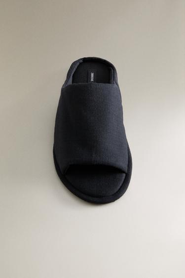 PANTOFOLA APERTA TESSUTO - Blu navy di Zara