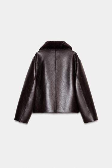 REVERSIBLE DOUBLE-FACED FAUX LEATHER JACKET - Brown by Zara