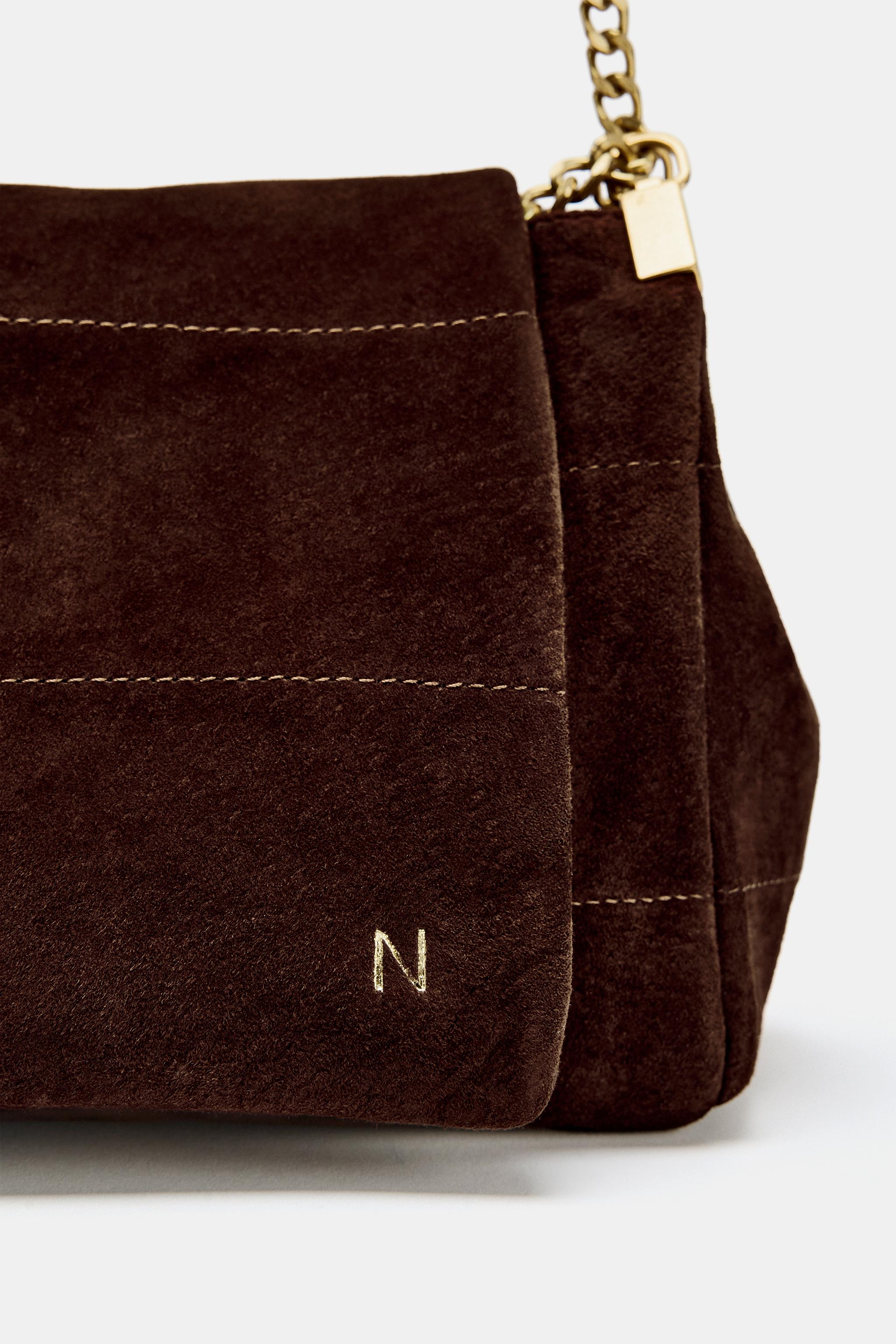 LEATHER SHOULDER BAG - Chocolate | ZARA New Zealand