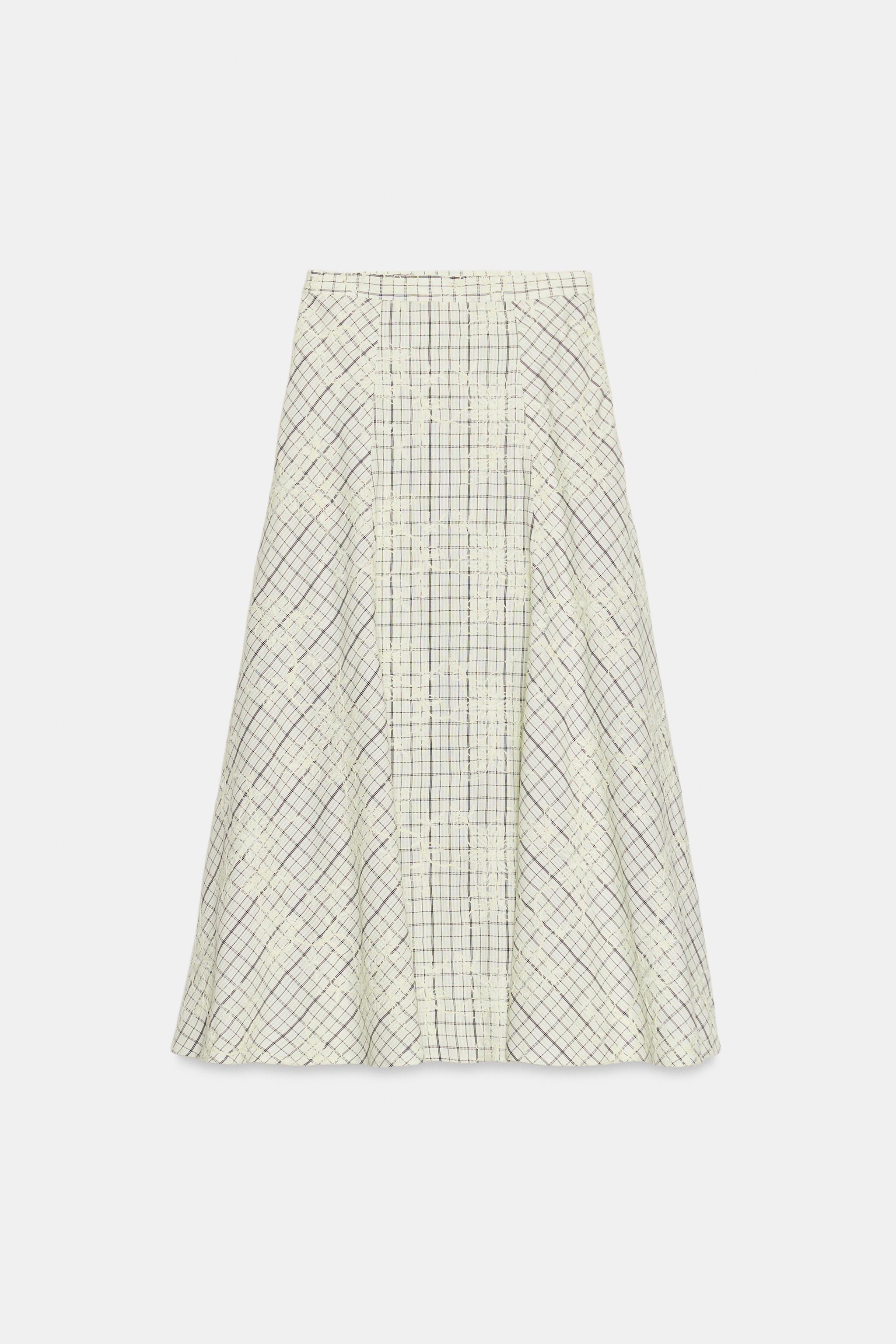 JUPE À CARREAUX BRODÉS AVEC LACETS