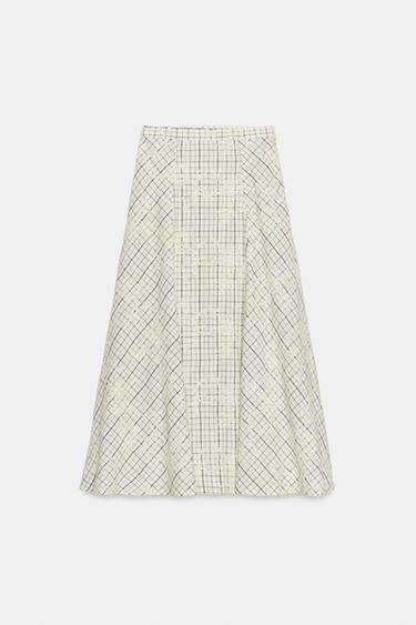 JUPE À CARREAUX BRODÉS AVEC LACETS - Blanc / Noir de Zara - Image 8