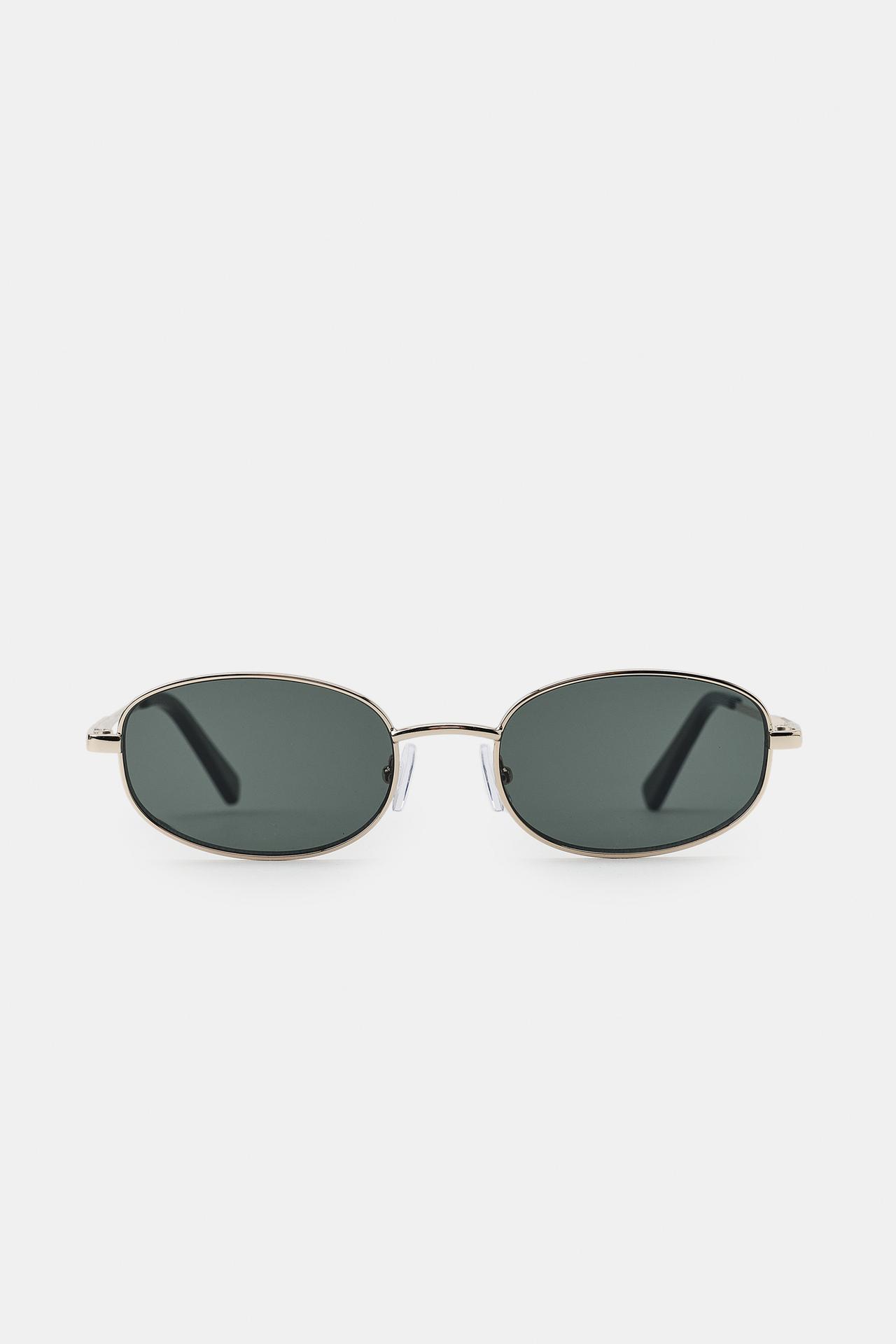 RECTANGULAR METAL SUNGLASSES — Golden