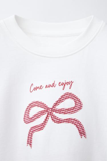 T-SHIRT À PIÈCE À CARREAUX VICHY - Blanc de Zara - Image 2