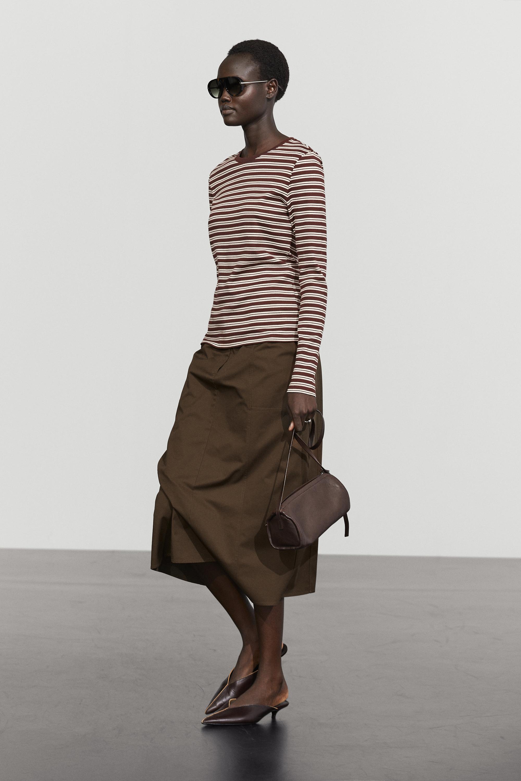 100% cotton striped T-shirt — Mink marl