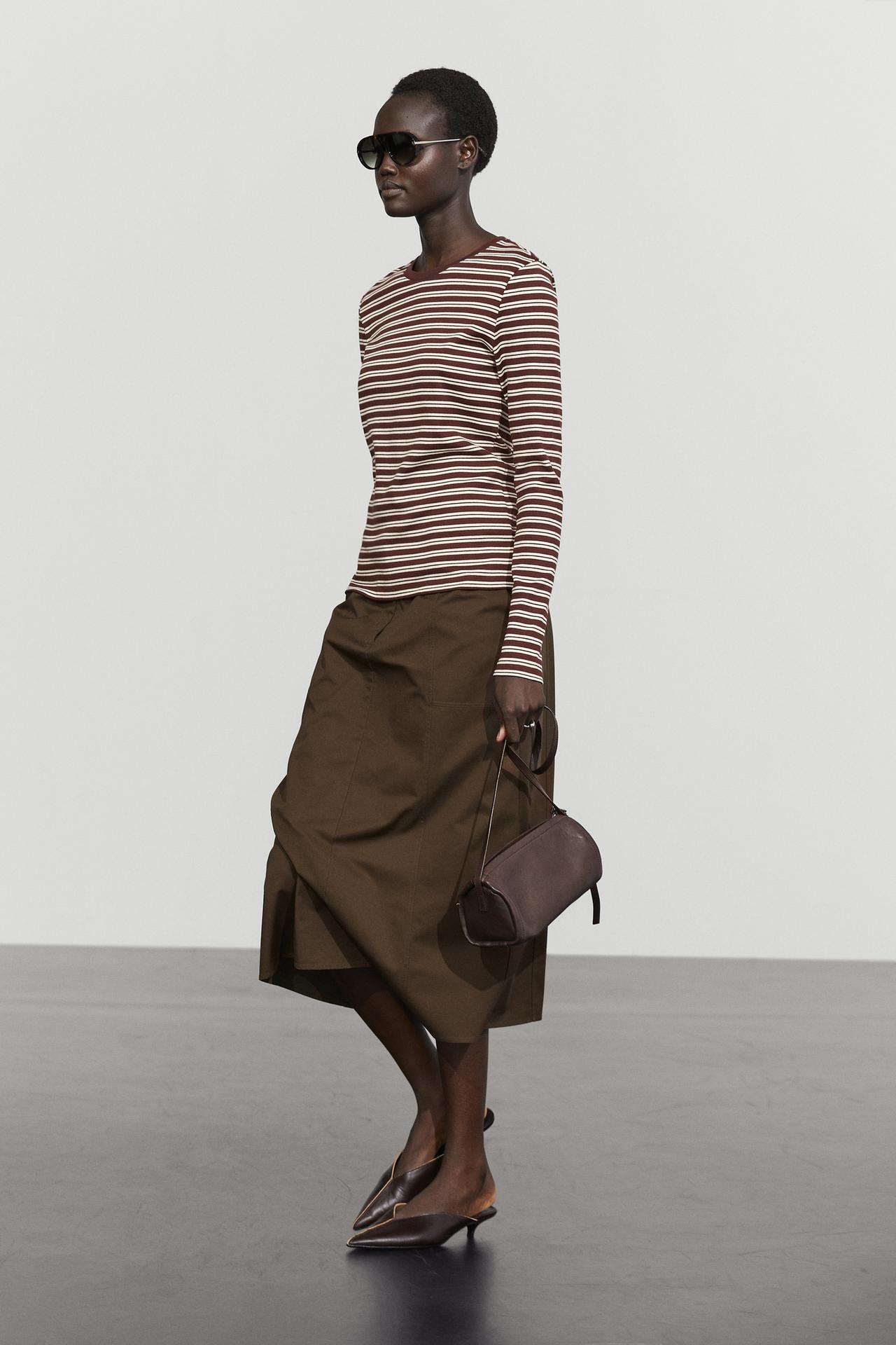 100% cotton striped T-shirt — Mink marl