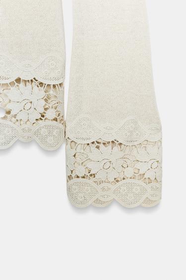 GUIPURE COMBINATION T-SHIRT - Ecru de Zara - Image 9