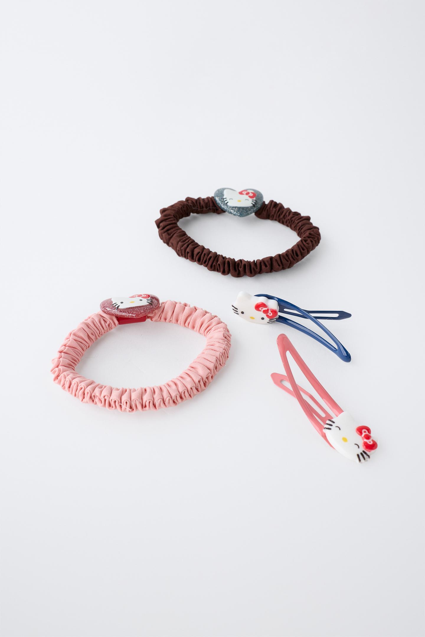 Детские аксессуары для волос Zara Hello Kitty © Sanrio Hair Tie and Clip 4-PACK, цвет: Красный — фото 3