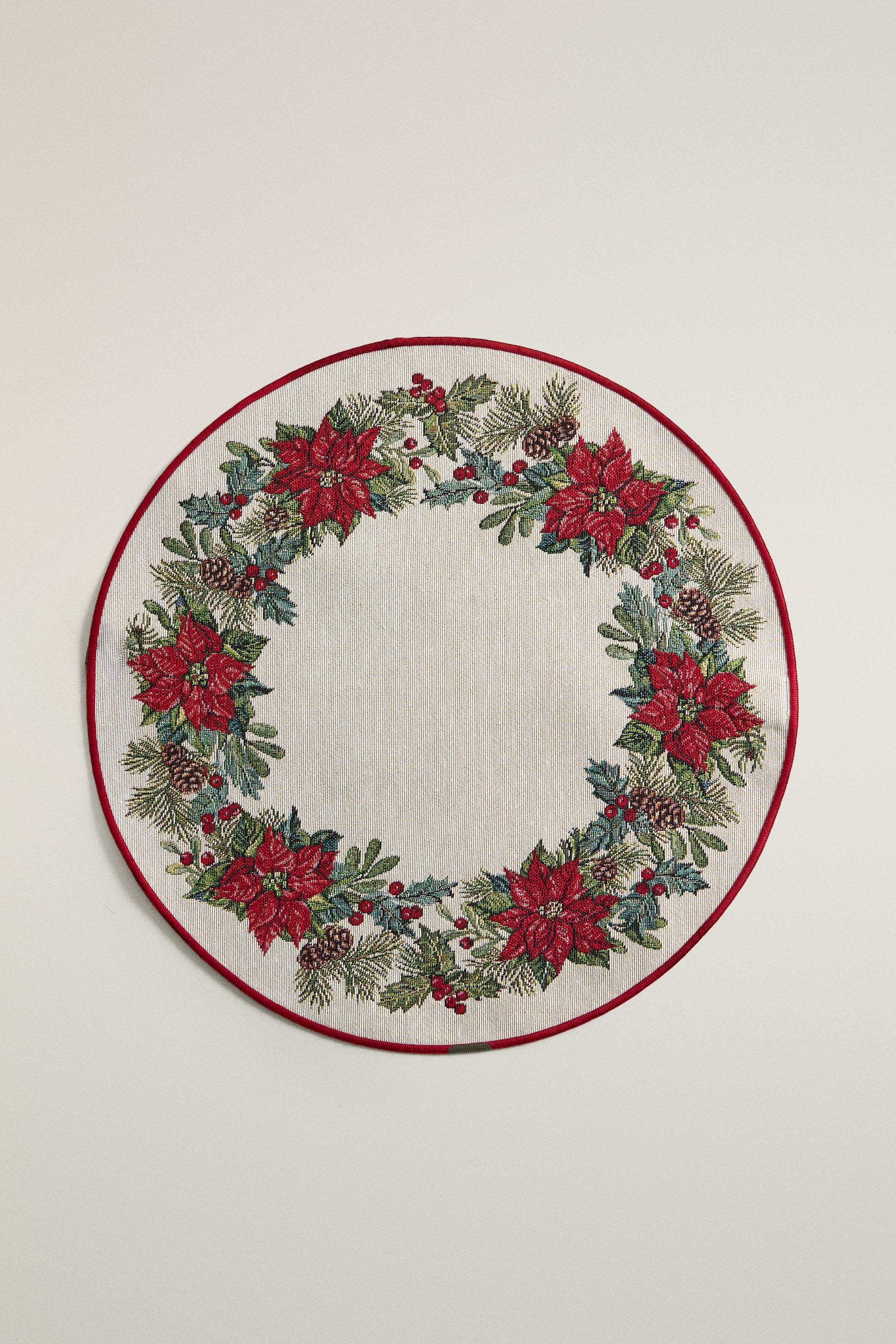 SET DE TABLE JACQUARD FLORAL NOËL