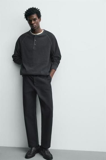 PANTALON STRAIGHT FIT STRUCTURÉ - Bleu marine de Zara - Image 4