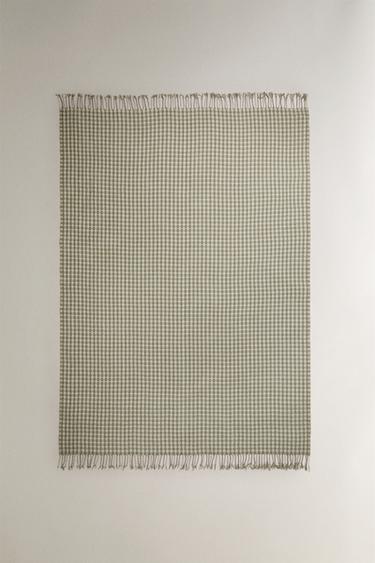 CHECK JACQUARD BLANKET - Green by Zara