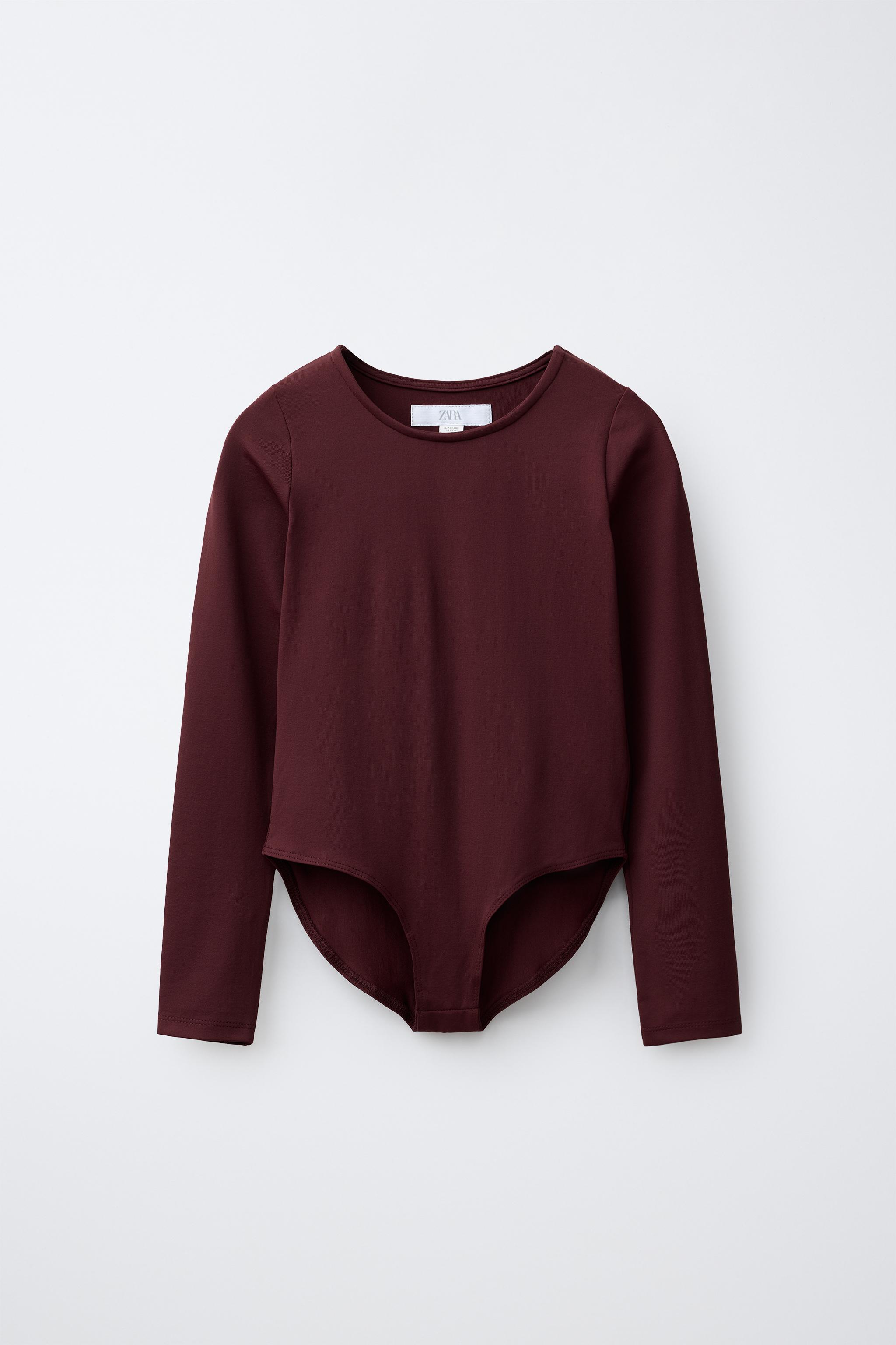 LONG SLEEVE SOLID BODYSUIT — Burgundy