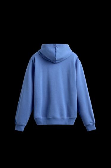 Zara BASIC HOODIE SWEATSHIRT - Light blue