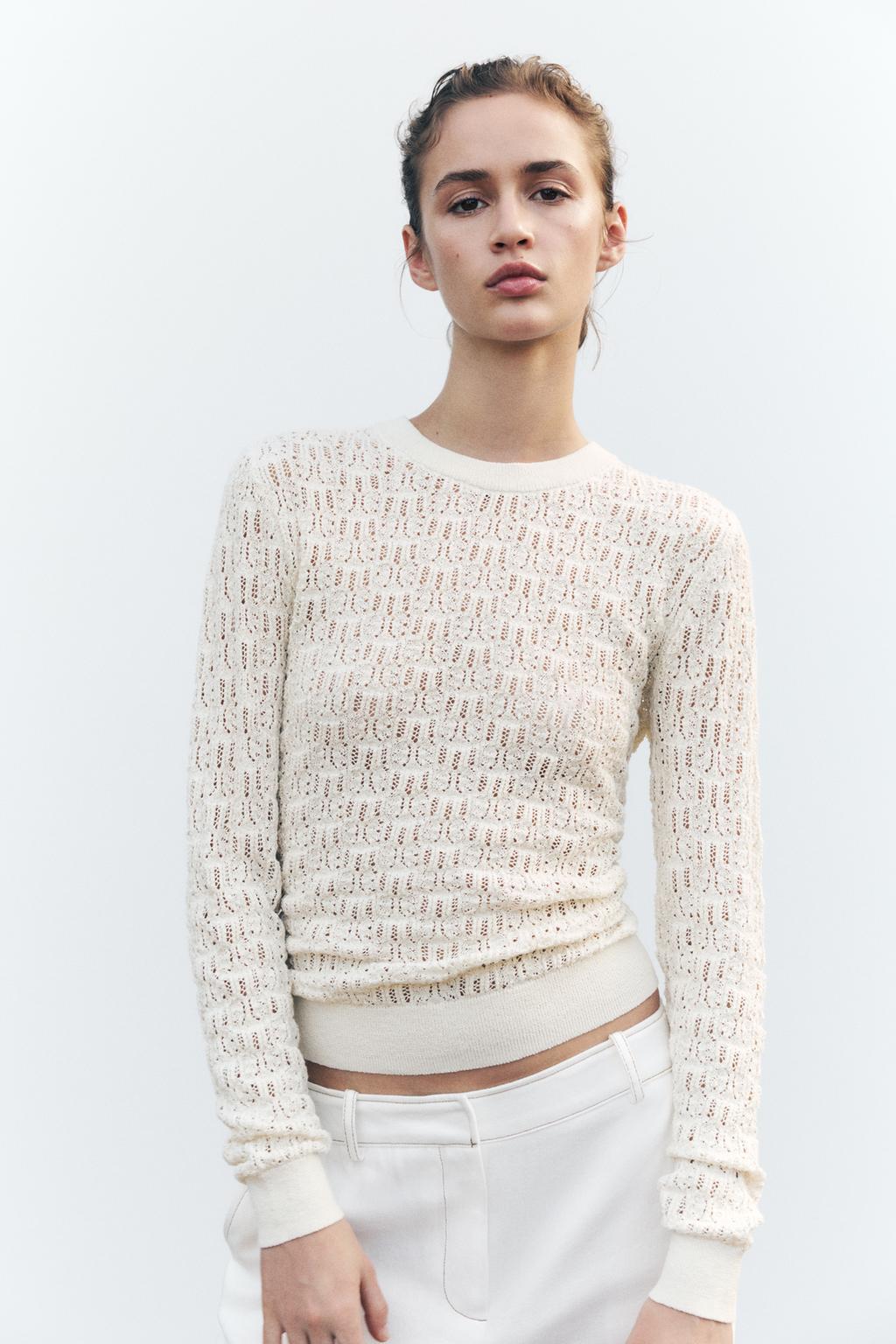 POINTELLE KNIT SWEATER