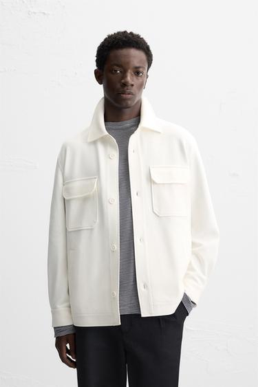TEXTURED COMFORT OVERSHIRT - Oyster-white by Zara