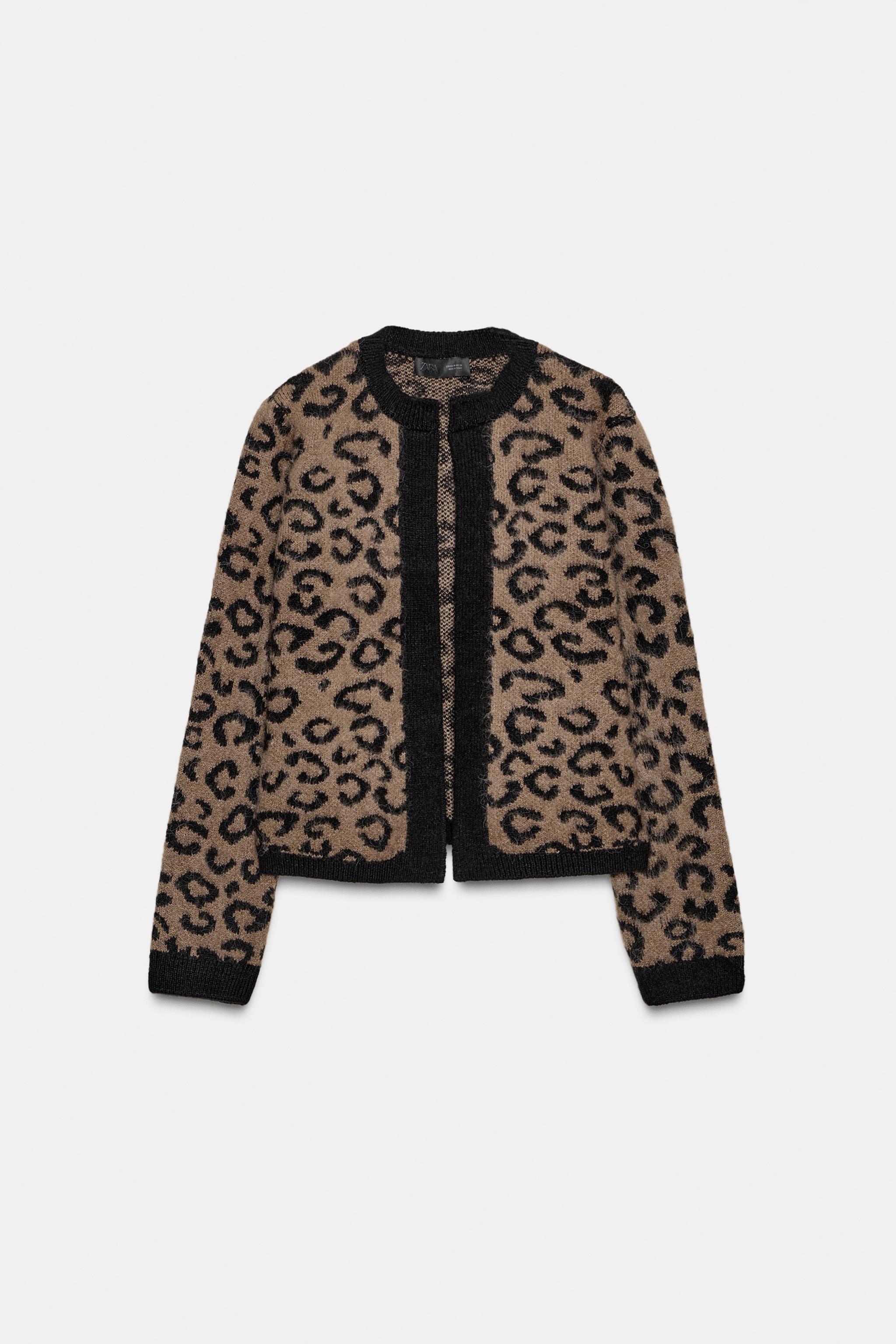 ANIMAL JACQUARD KNIT CARDIGAN - Leopard | ZARA United States