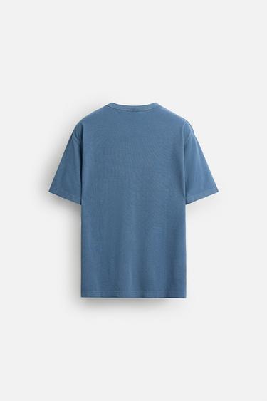 T-SHIRT PIQUÉ BRODÉ - Bleu délavé de Zara - Image 7
