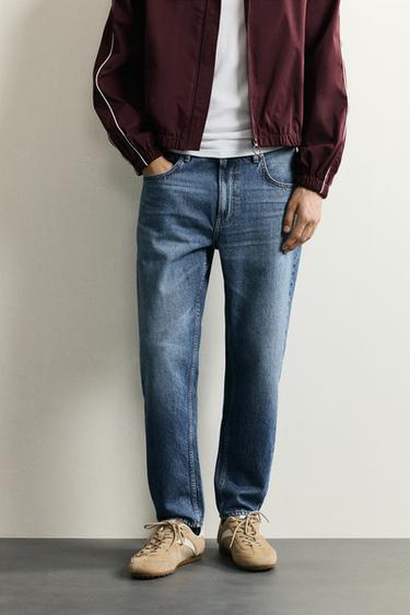 SLIM CROPPED FIT JEANS - Mid-blue by Zara