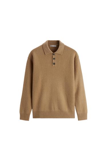 WOOL BLEND KNIT POLO SHIRT
