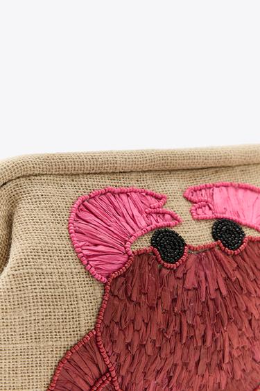 RAFFIA BAG WITH CRAB AND BEAD DETAIL - Light beige by Zara - Image 2