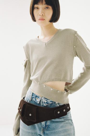 BUTTON DETAIL KNIT JUMPER - Beige by Zara