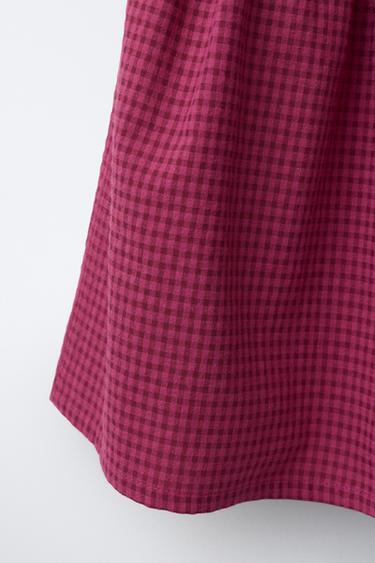 CHECK MIDI SKIRT - Raspberry by Zara - Image 3