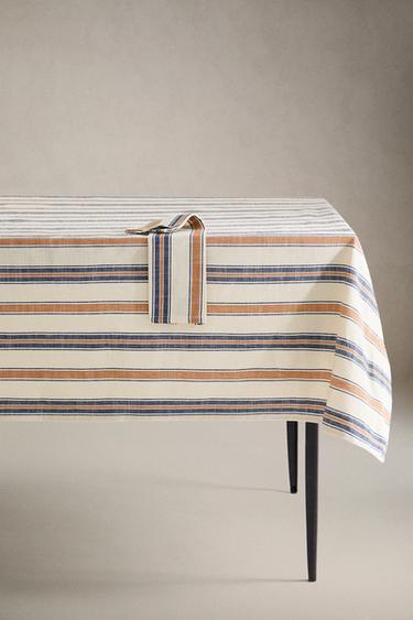 TABLECLOTH WITH DYED THREAD STRIPES - Blue by Zara - Image 4