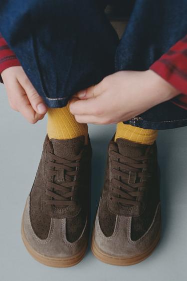 LEATHER BAREFOOT SNEAKERS - Brown by Zara