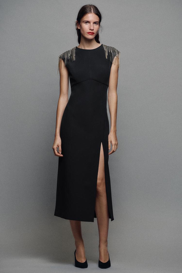 Vestido flecos brillos