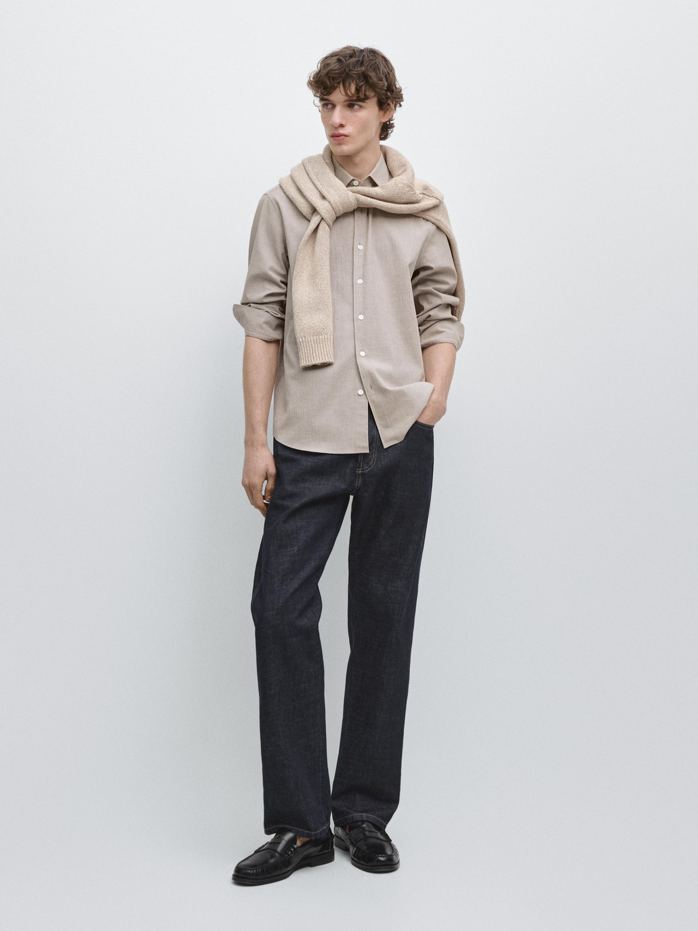 Houndstooth cotton blend shirt
