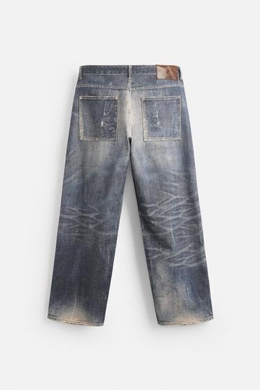 WASHED PRINT BAGGY FIT JEANS - Blue by Zara - Image 7