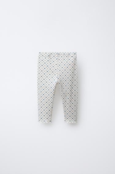 SOFT-TOUCH RIBBED LEGGINGS WITH BOWS - Ecru / Blue by Zara - Image 1