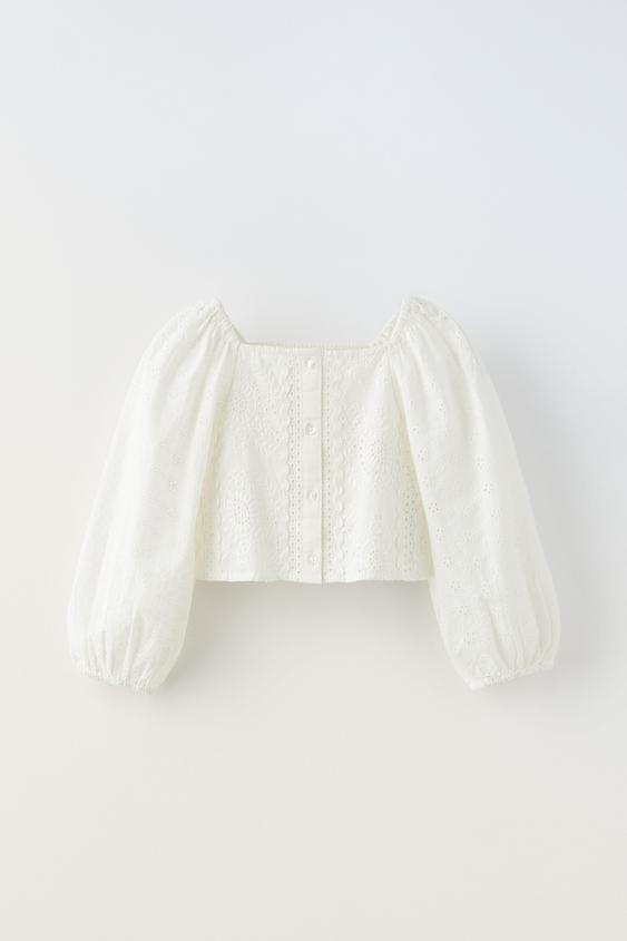 EMBROIDERED LACE BLOUSE - Ecru | ZARA Australia