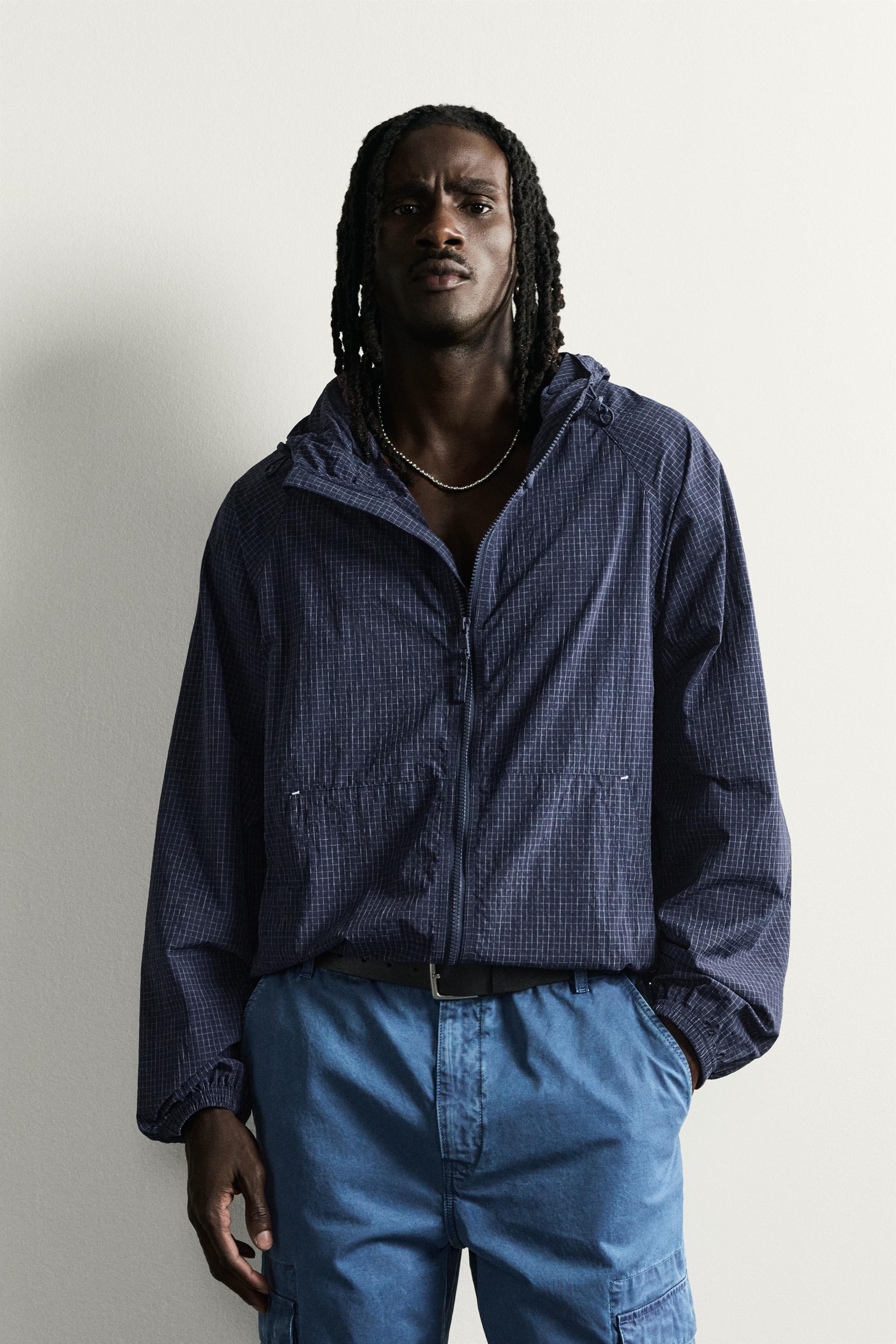 HOODIE WINDBREAKER JACKET — Navy blue
