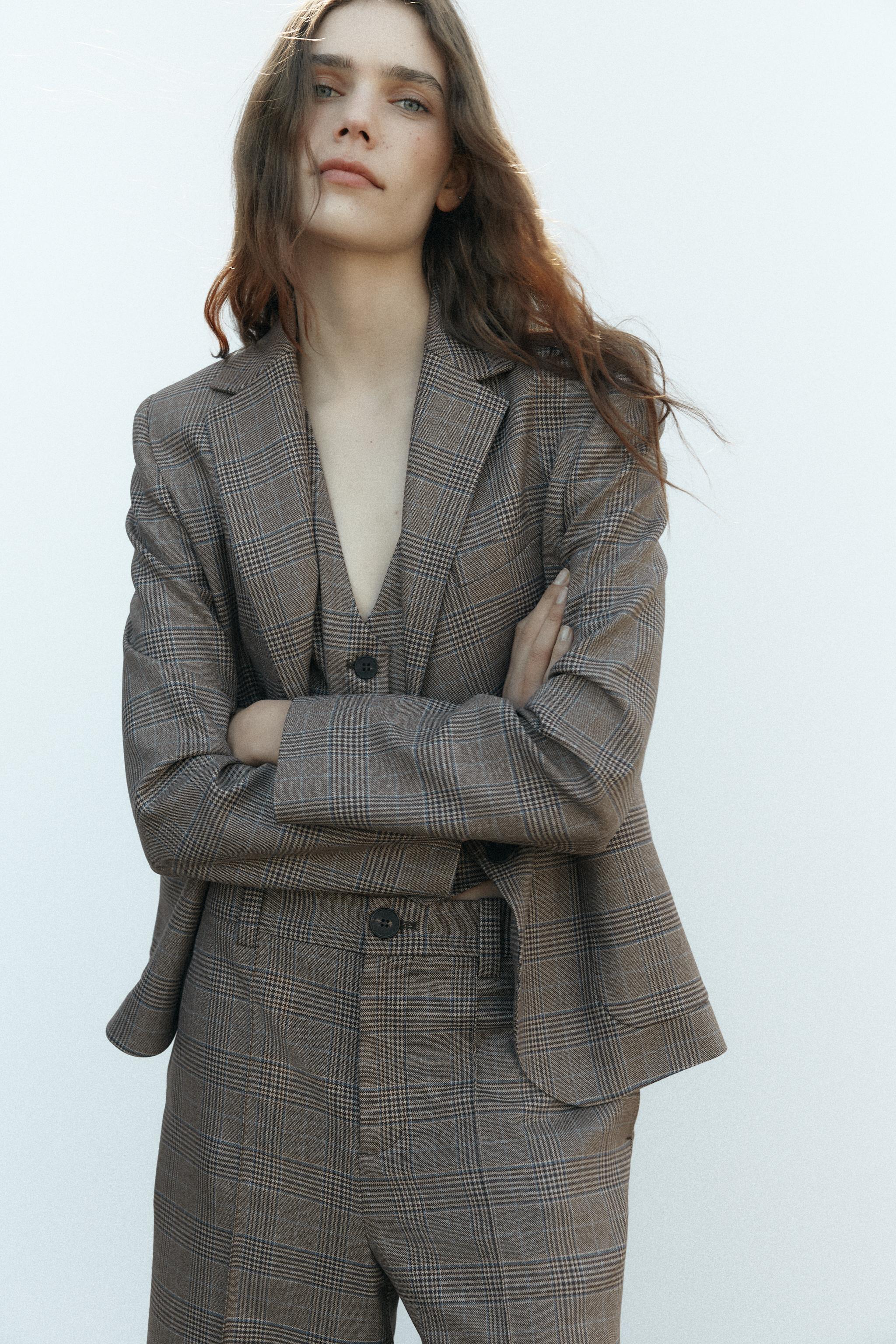 CHECK BLAZER - camel | ZARA New Zealand
