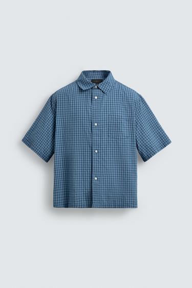 BOXY FIT CHECK SHIRT - Blue by Zara