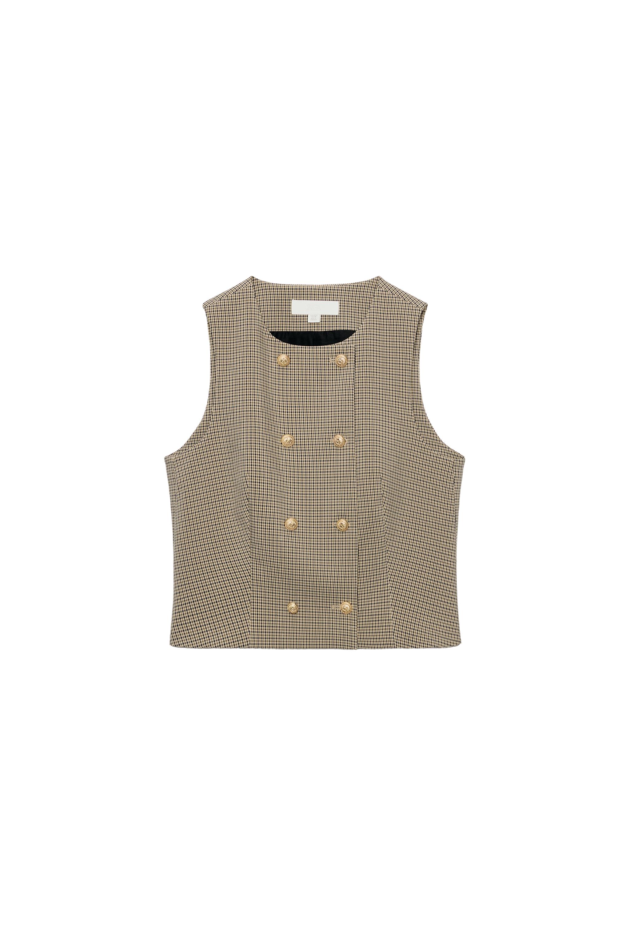 CHECKED CROPPED VEST
