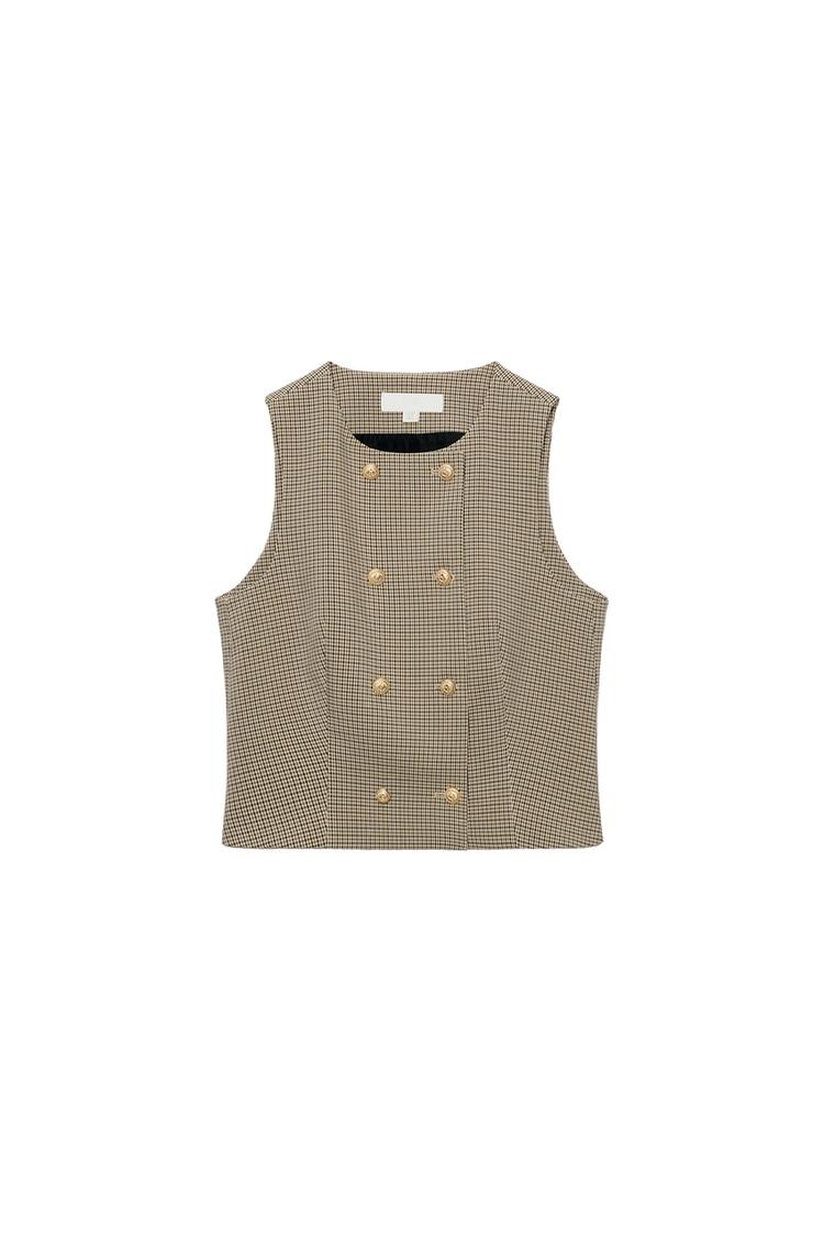 CHECKED CROP WAISTCOAT