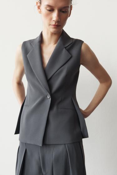 ZW DOUBLE-BREASTED WAISTCOAT ZW COLLECTION - Anthracite grey by Zara