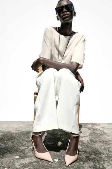 PATENT EFFECT SLINGBACK HIGH HEELS - Beige by Zara - Image 0