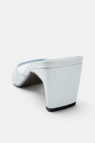 LEATHER HEELED MULES - Light Blue by Zara - Image 6