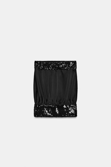 توب كلمة شرف ترتر مدمج - أسود الخاص بـ Zara