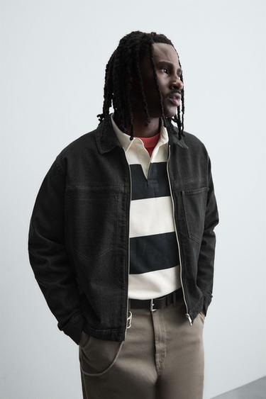 DENIM ZIP-UP OVERSHIRT - Black by Zara - Image 5