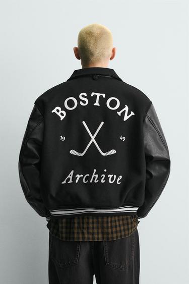 BOMBER ΤΖΑΚΕΤ ΜΕ ΧΡΩΜΑΤΙΚΟ ΣΥΝΔΥΑΣΜΟ ΚΕΝΤΗΜΑΤΩΝ - Μαύρο του Zara