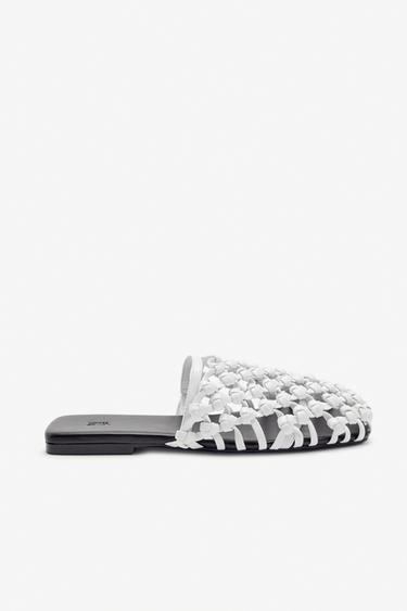 ÅBEN LÆDERSKO MED FLET LIMITED EDITION - Sort fra Zara