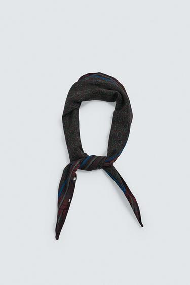 WOOL AND SILK PAISLEY SCARF - Burgundy by Zara - Image 2