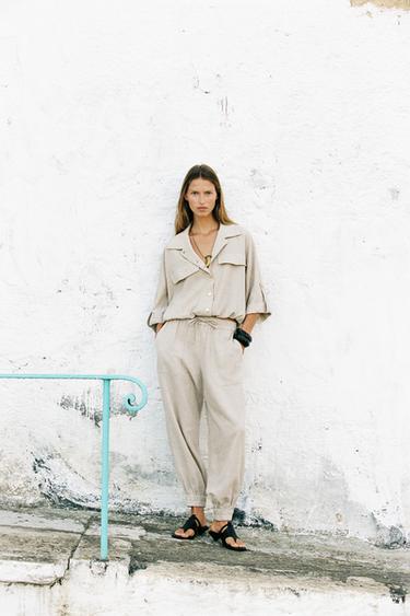 SHORT SLEEVE SAFARI SHIRT - Light beige by Zara