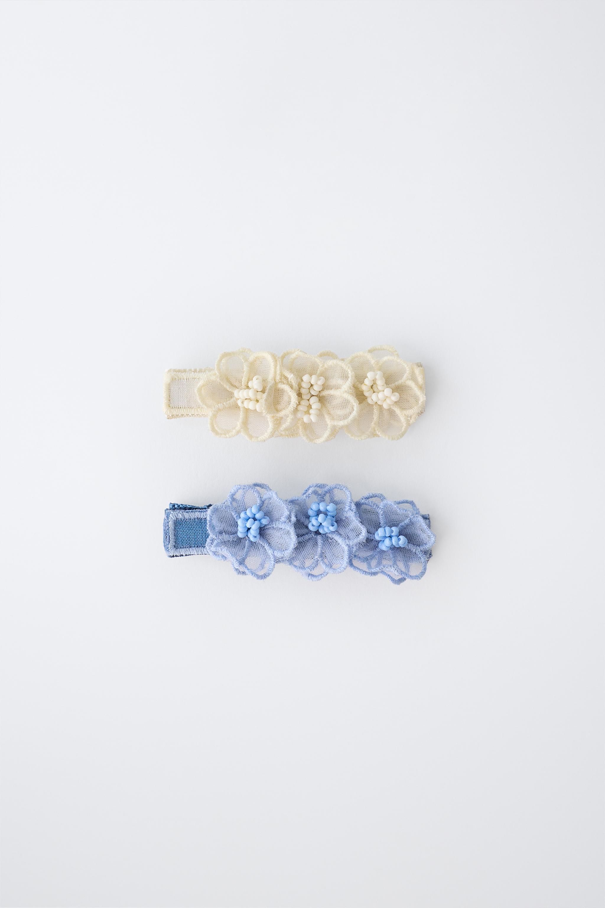 Детские аксессуары Zara PACK OF TWO TULLE FLOWER BARRETTES — фото 4